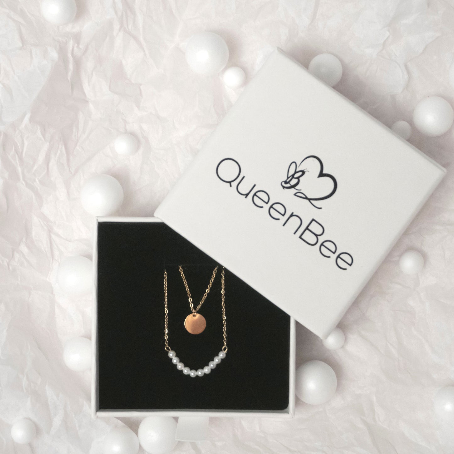 Je t'aime - French Pearl 18K Gold Necklace Set