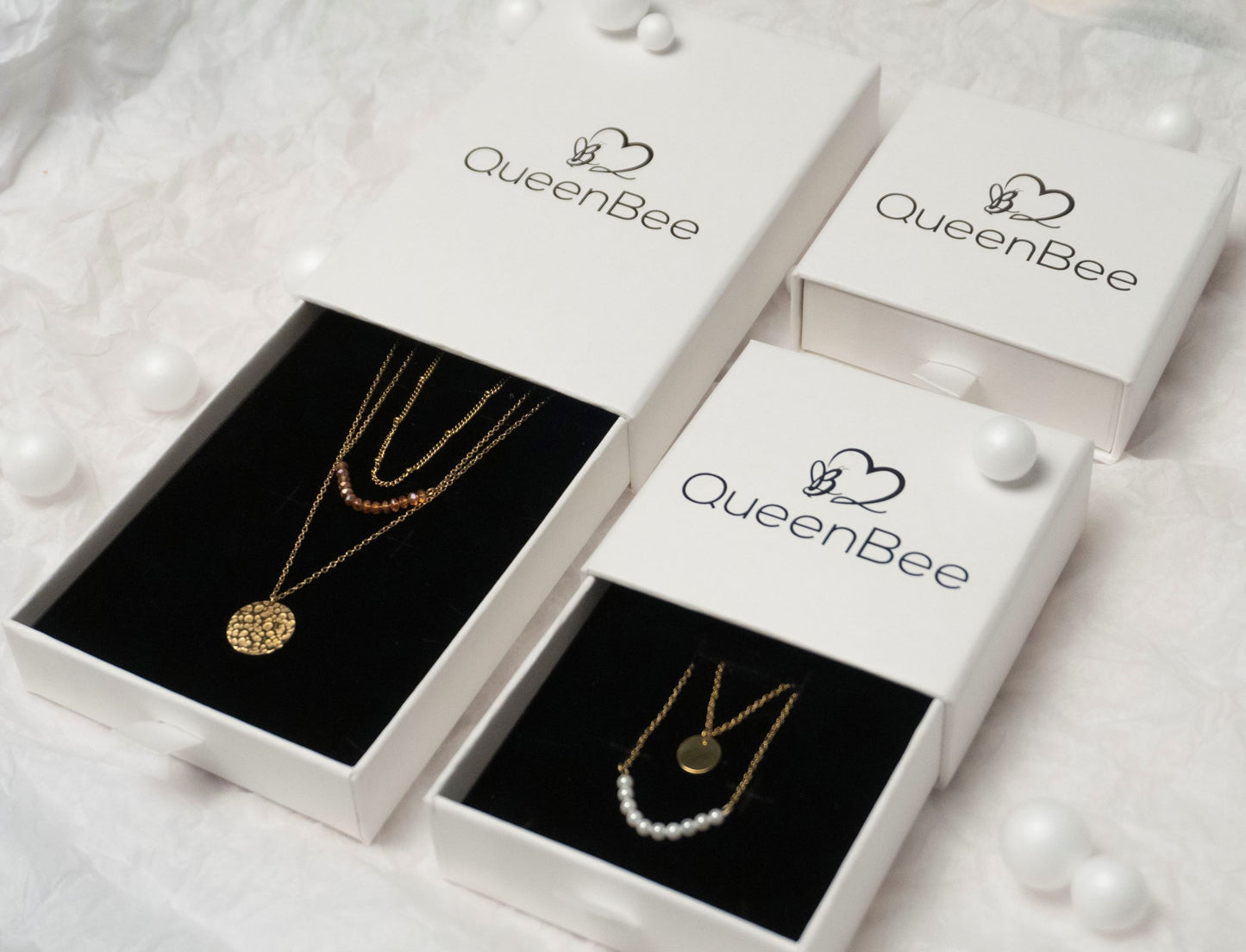 Claire - Modern Chic Mini-Pearls Necklace - Set of Two