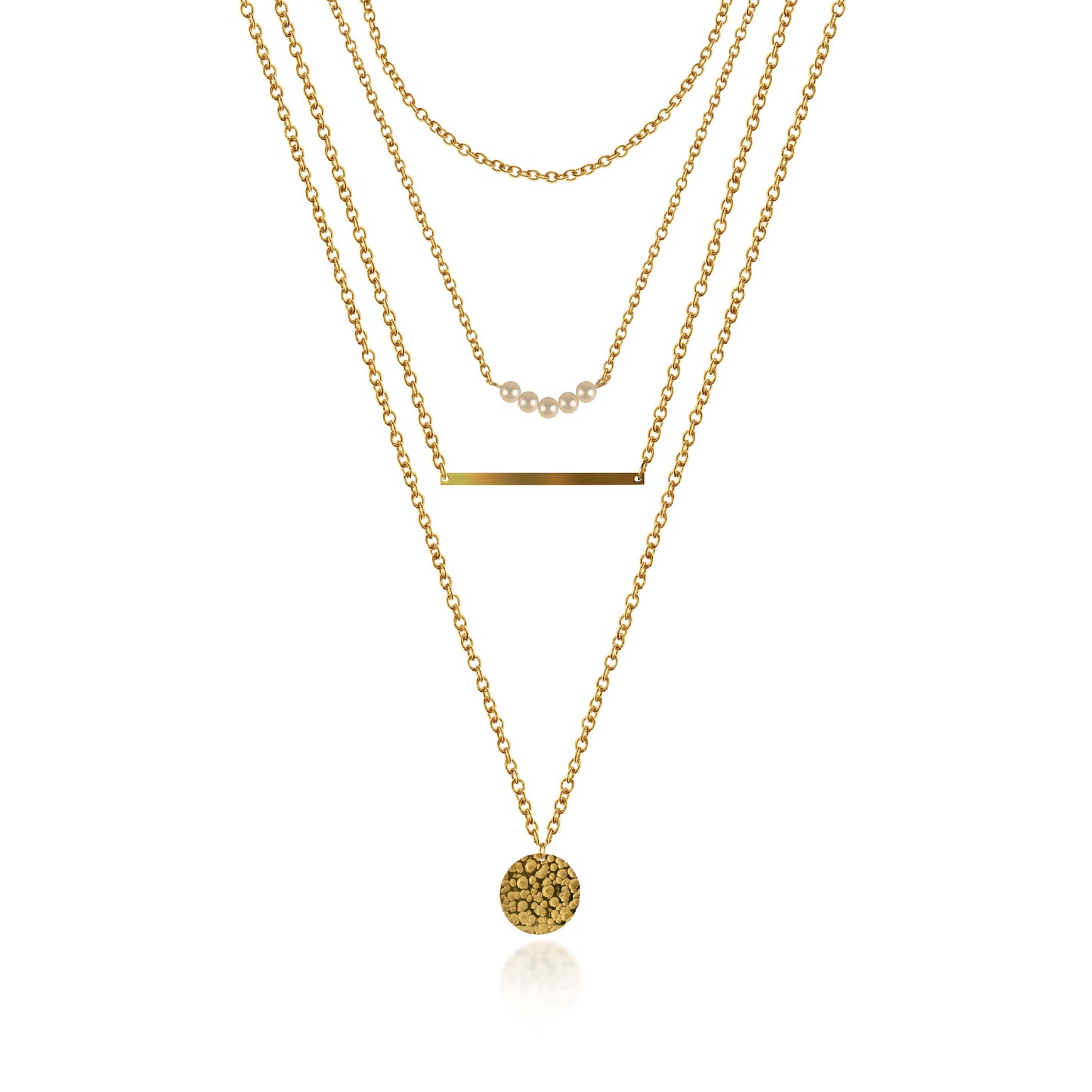 Camille - Layered Gold and Pearl Necklace - Set of Four