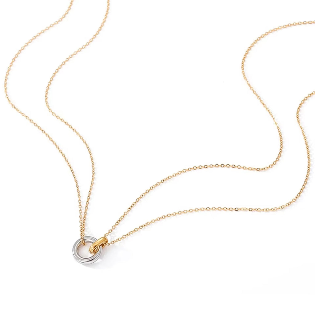 interlocking plain rings necklace