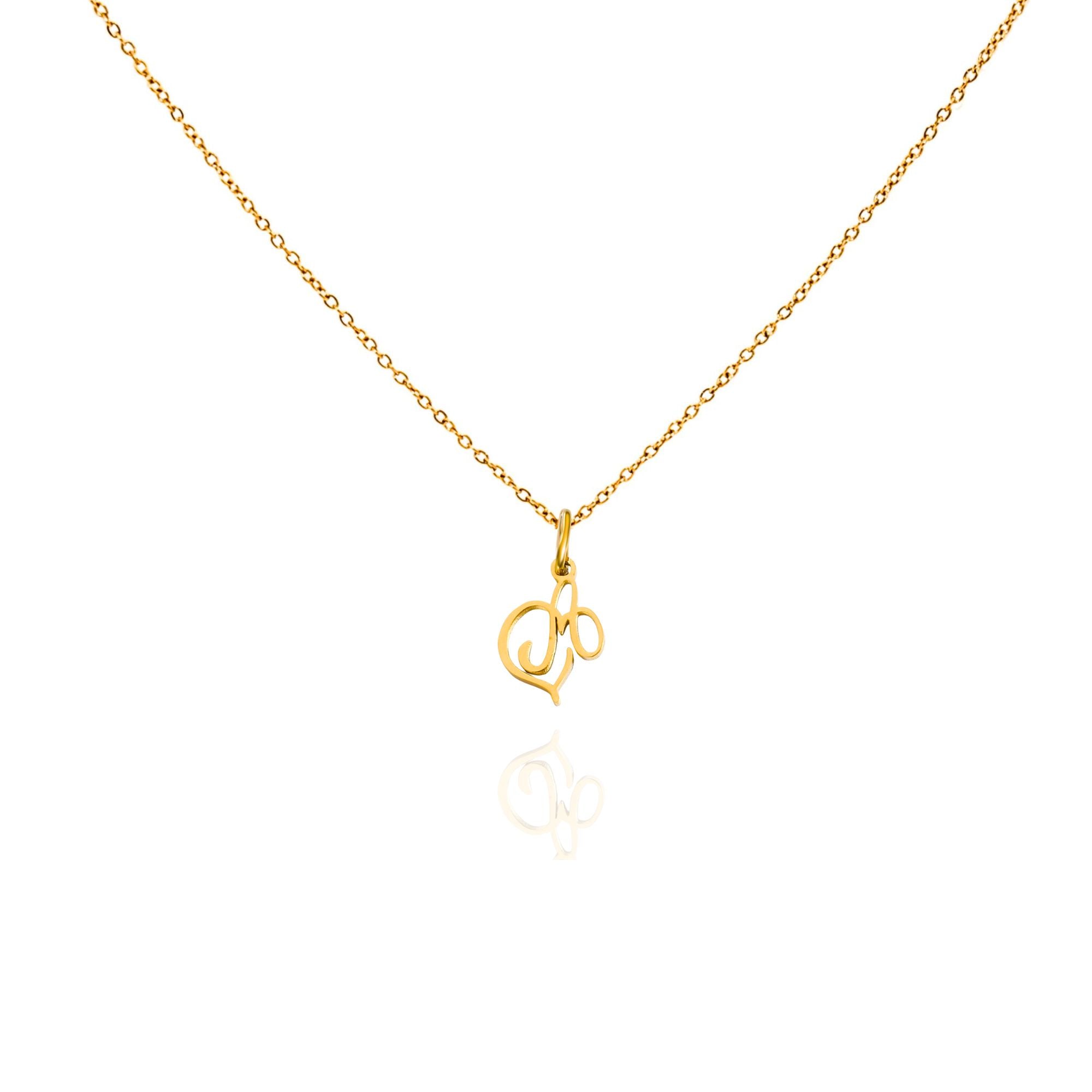big heart initial necklace