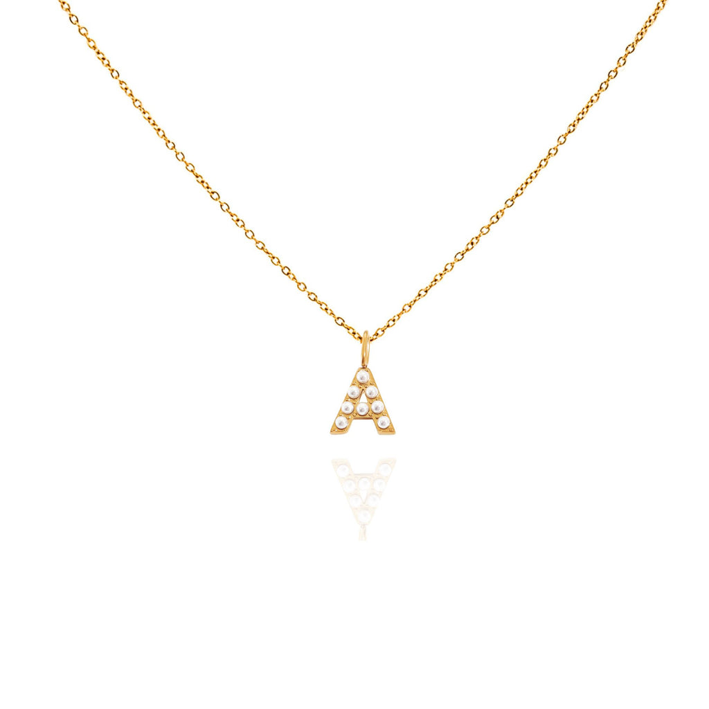 pearl initial necklace
