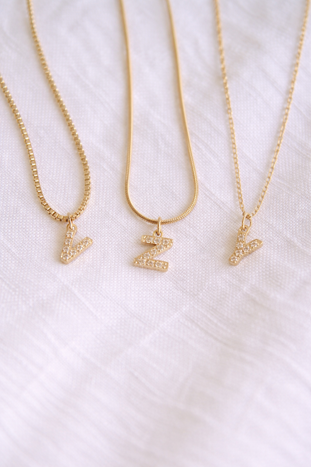 zirconia letter initial necklace