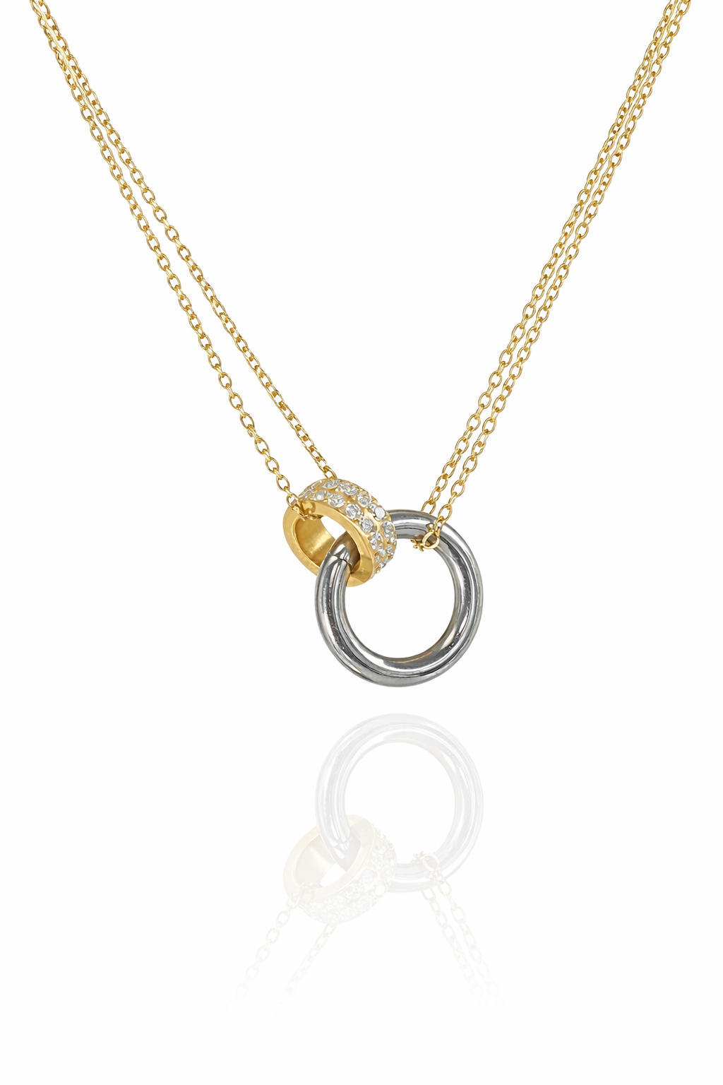 interlocking zircon rings necklace