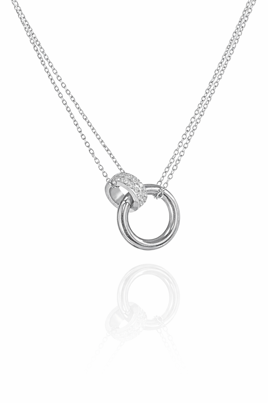 interlocking zircon rings necklace