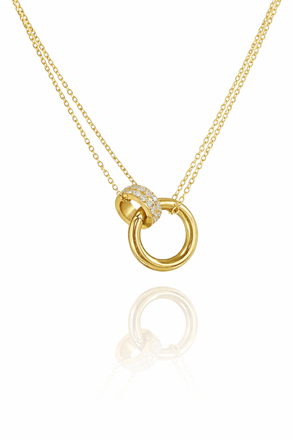 interlocking zircon rings necklace