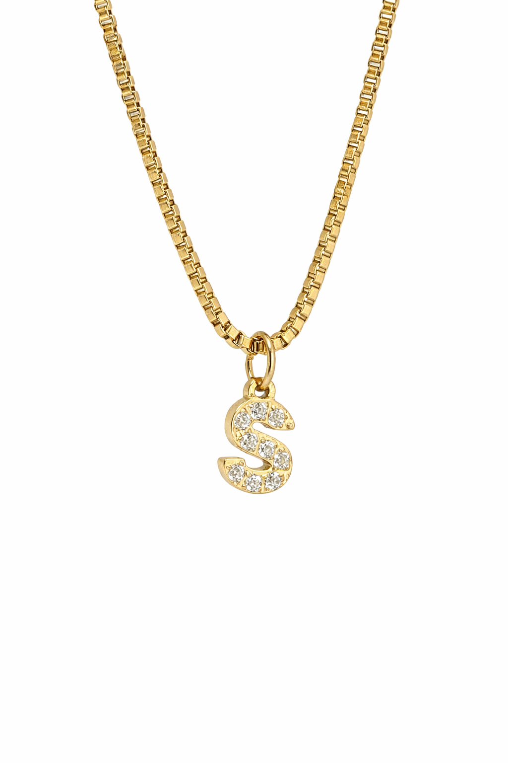 zirconia letter initial necklace