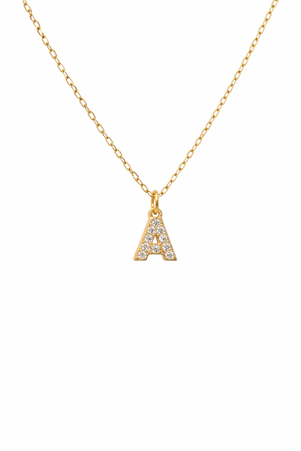 zirconia letter initial necklace