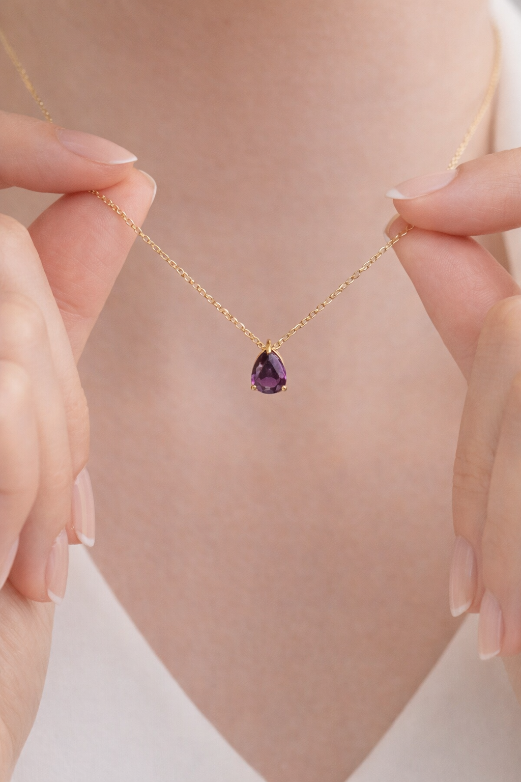 teardrop gemstone necklace