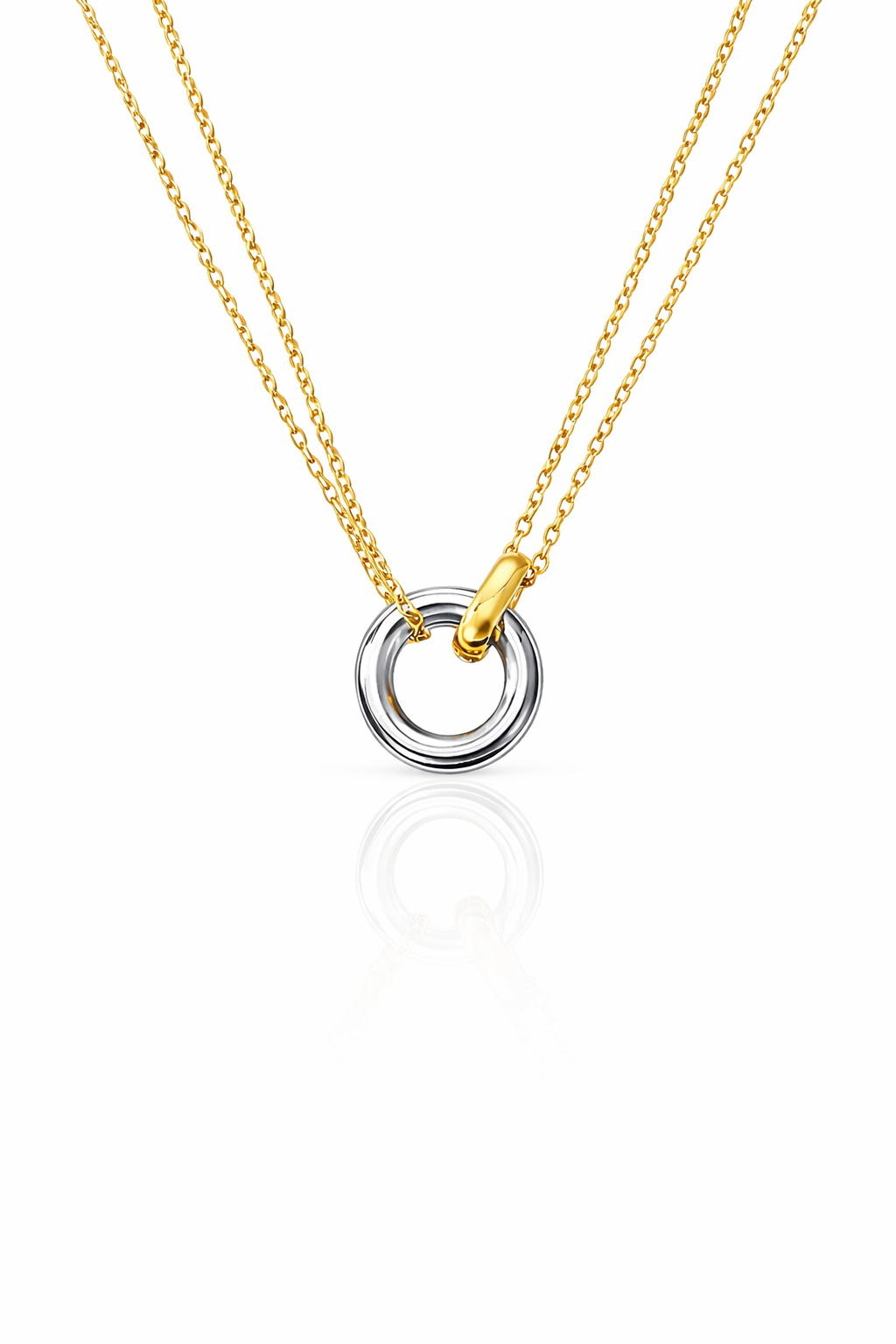 interlocking plain rings necklace