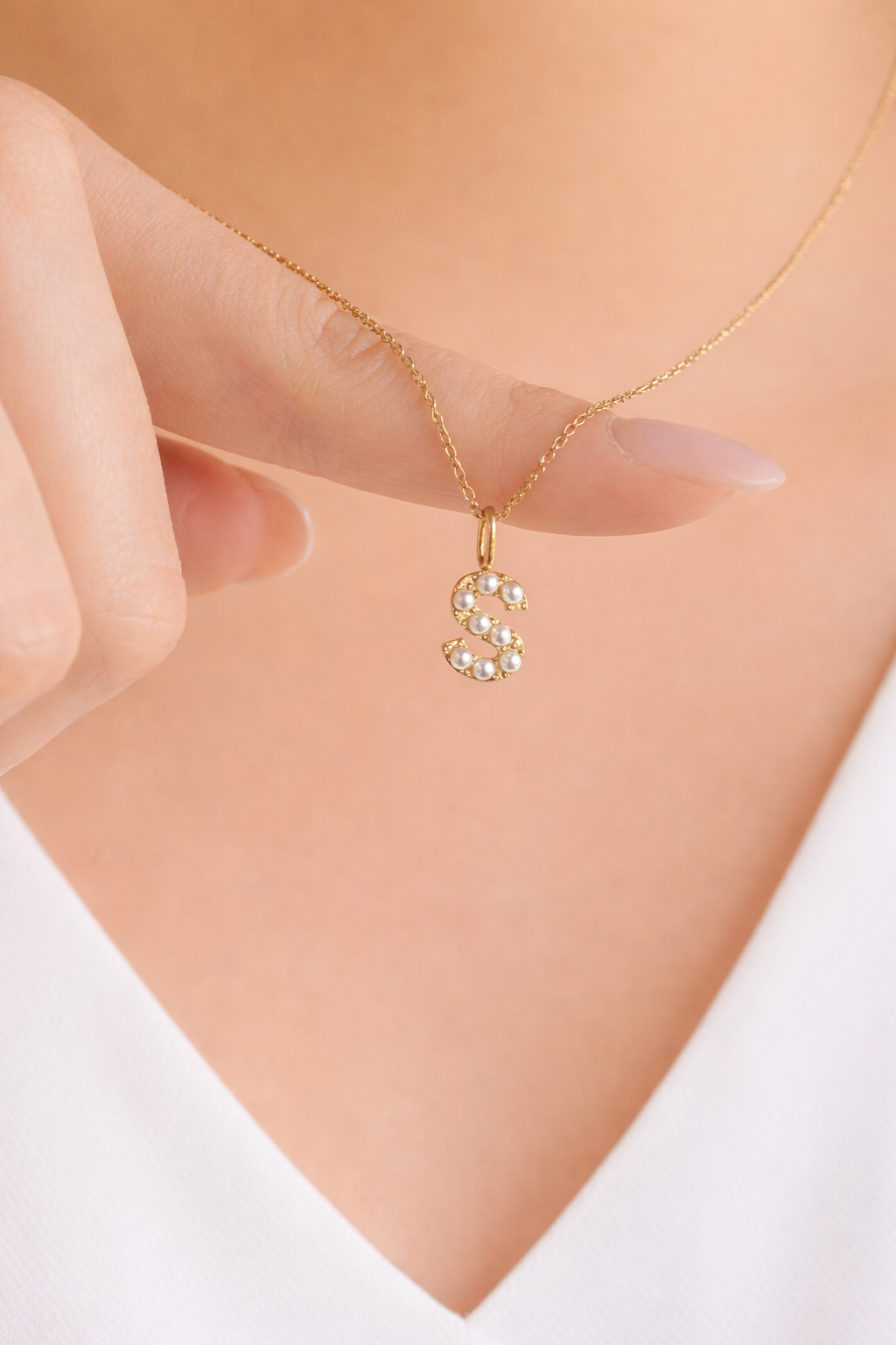pearl initial necklace