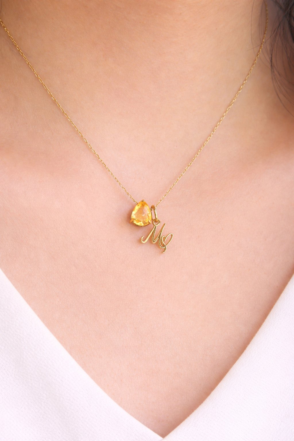 big heart initial necklace