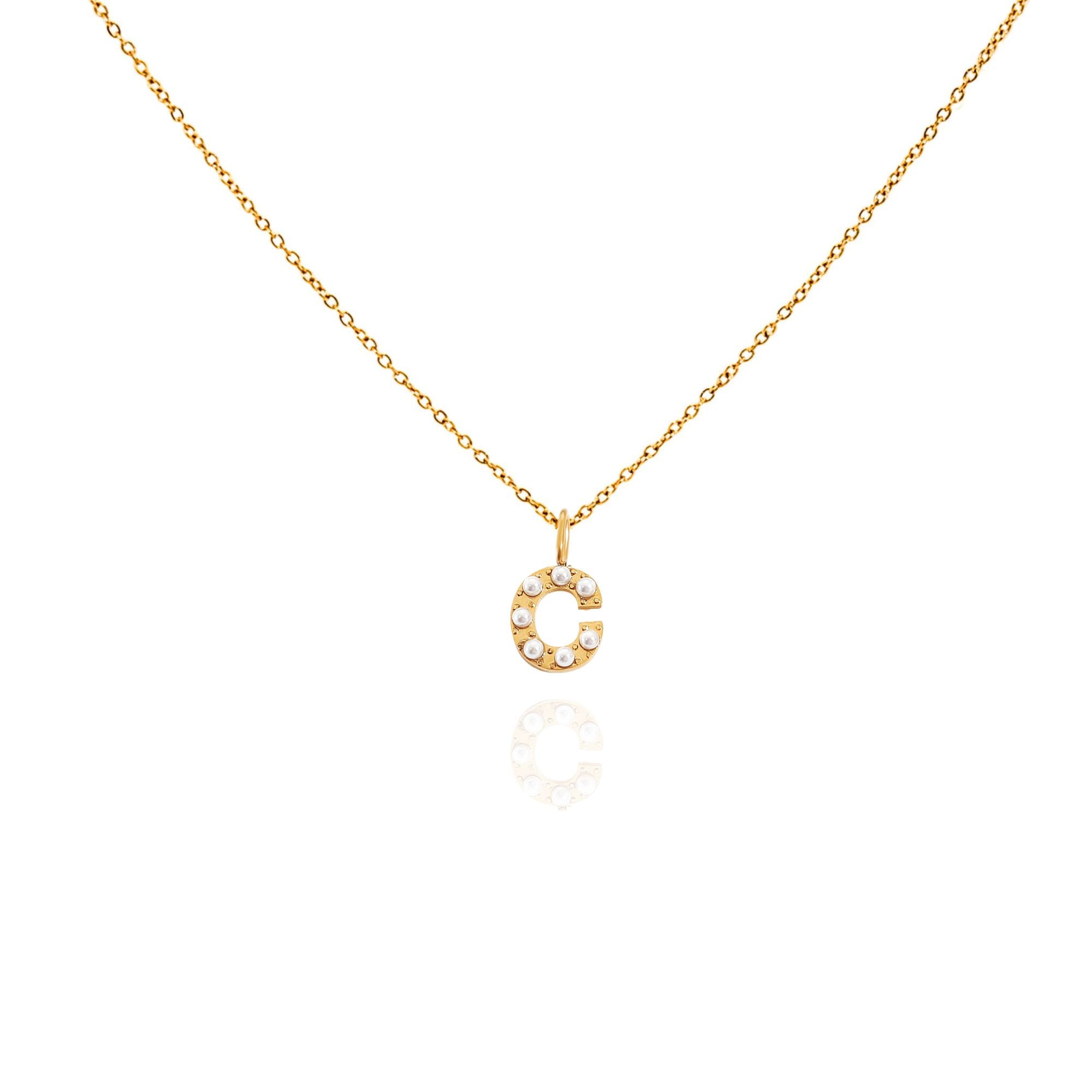 pearl initial necklace