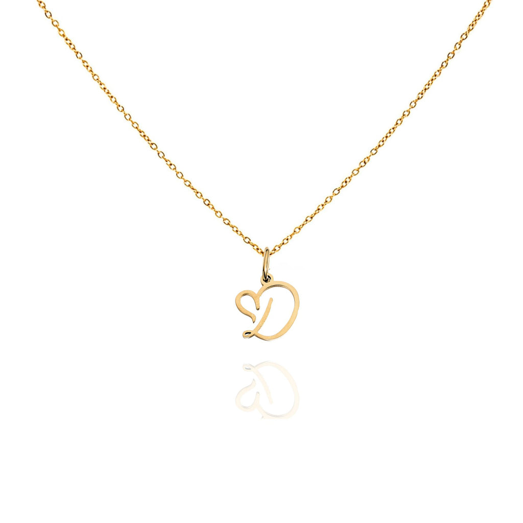 big heart initial necklace
