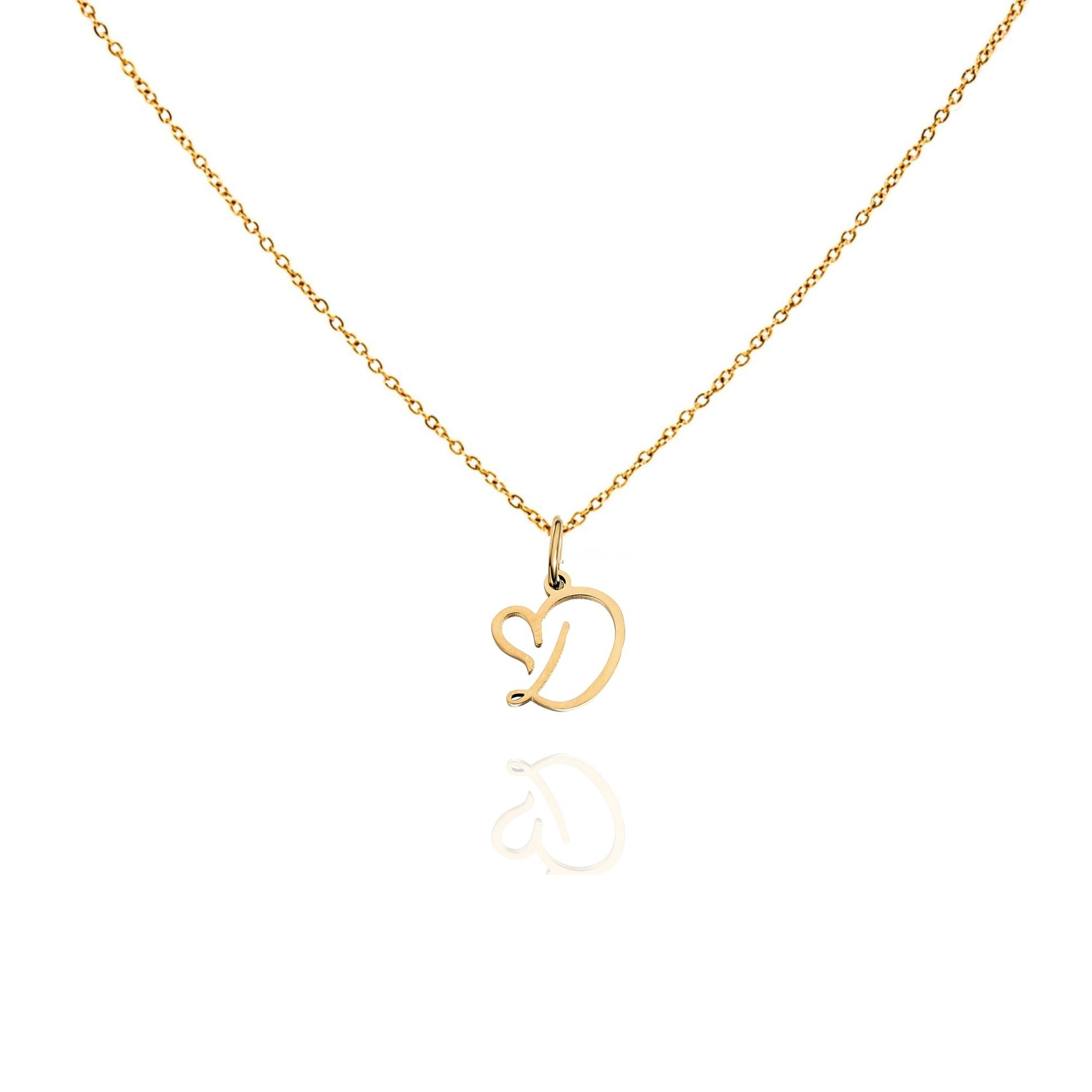 big heart initial necklace