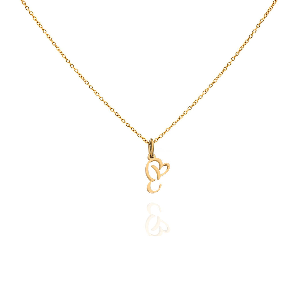 big heart initial necklace