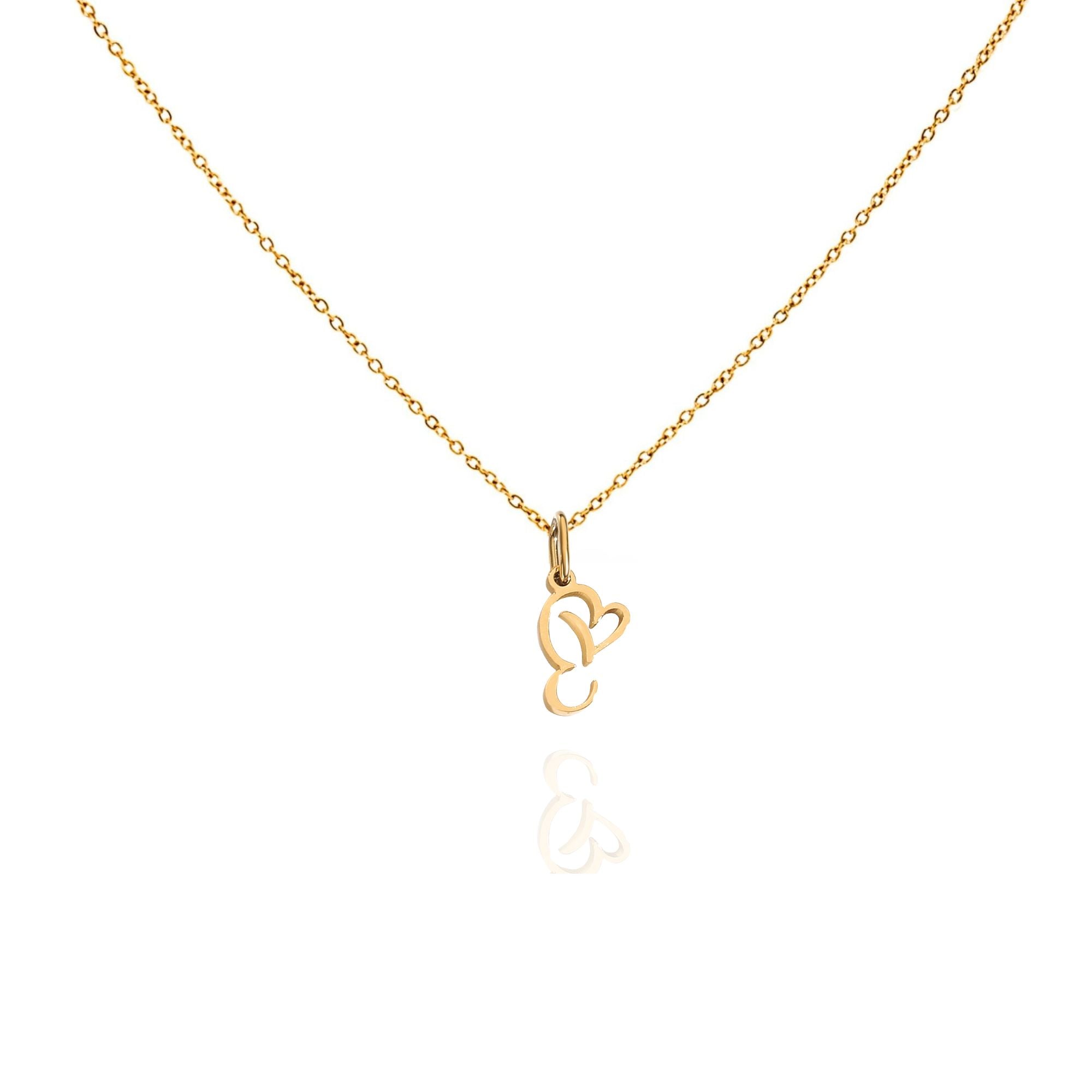 big heart initial necklace