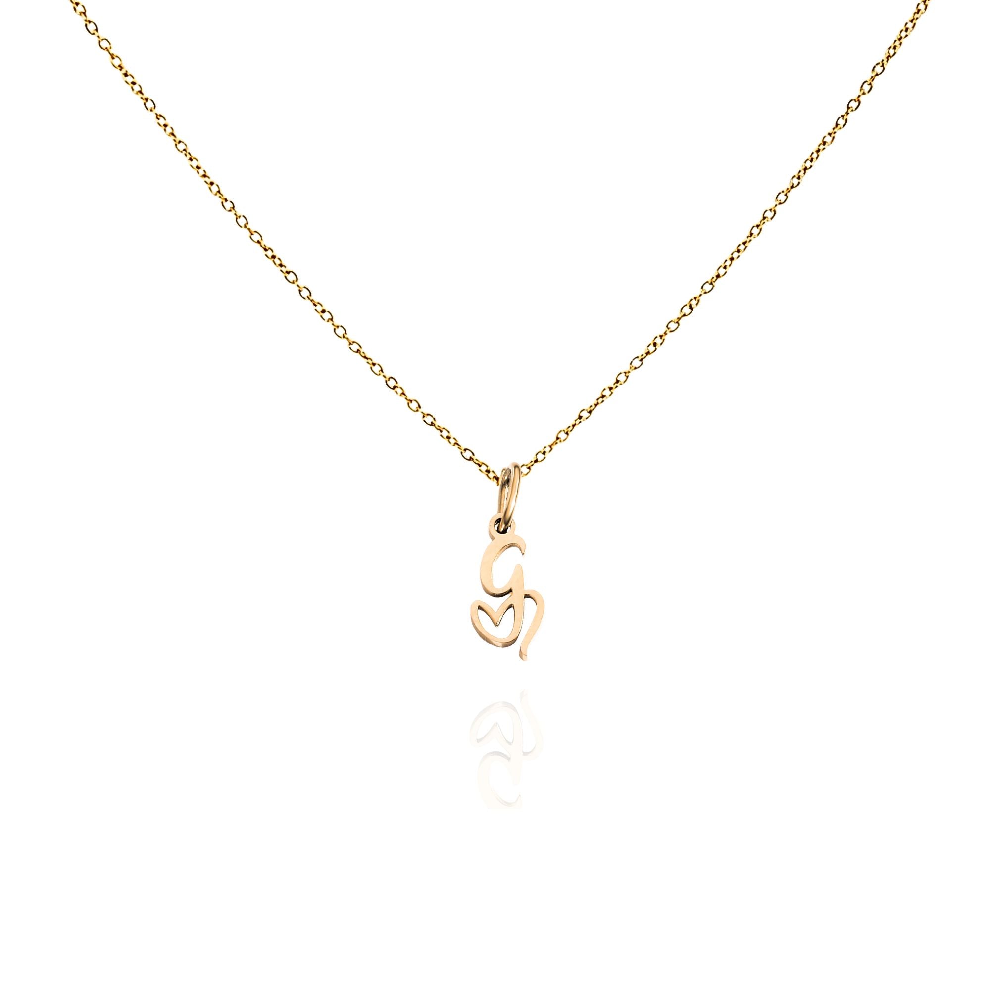 big heart initial necklace
