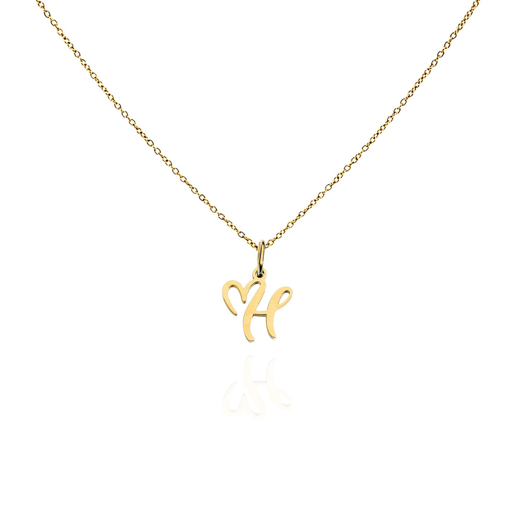 big heart initial necklace