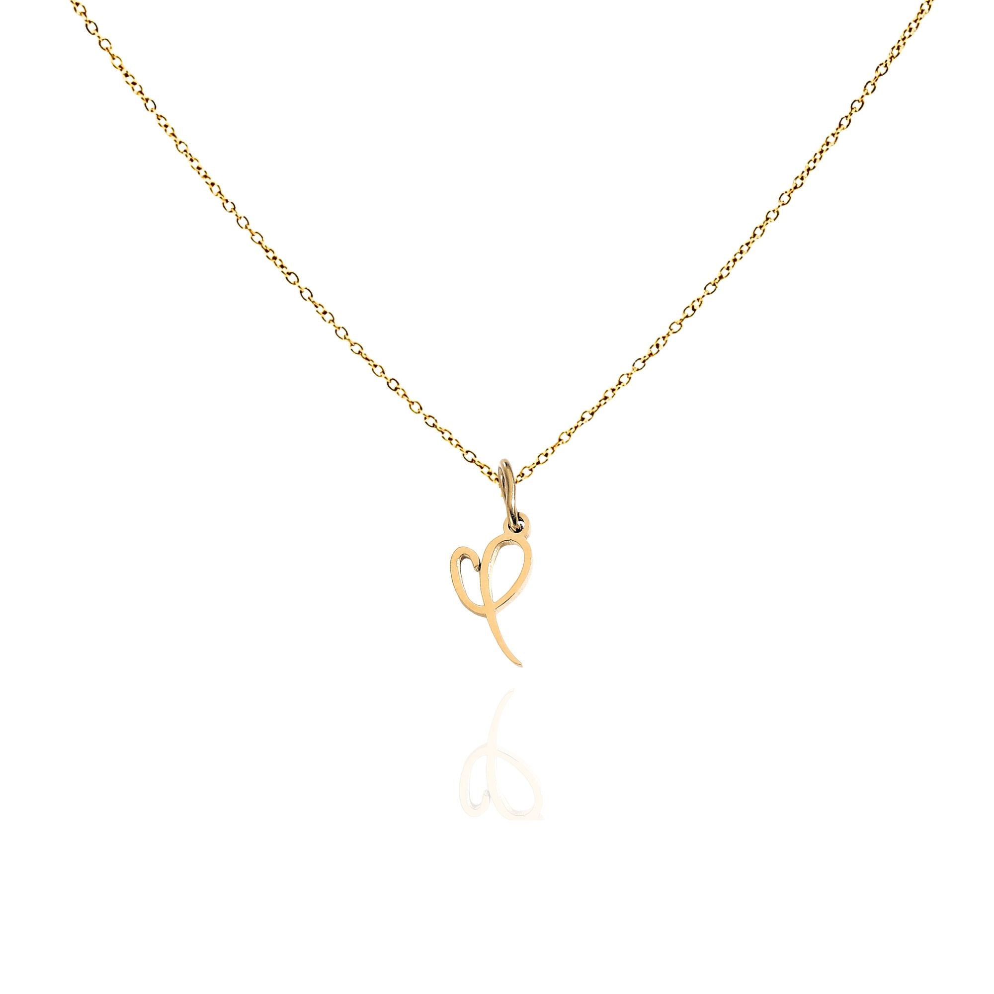 big heart initial necklace