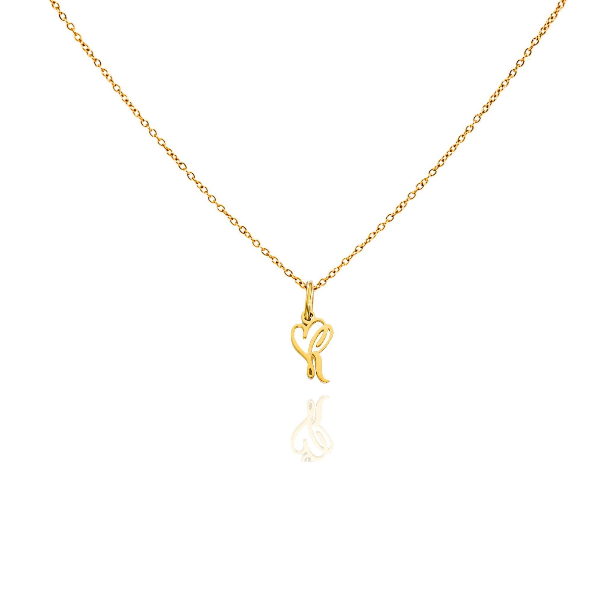 big heart initial necklace