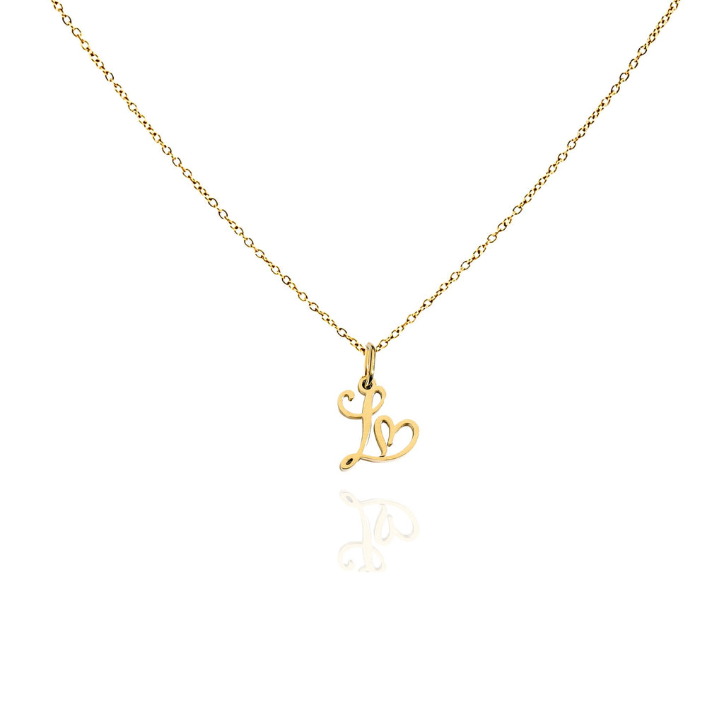 big heart initial necklace