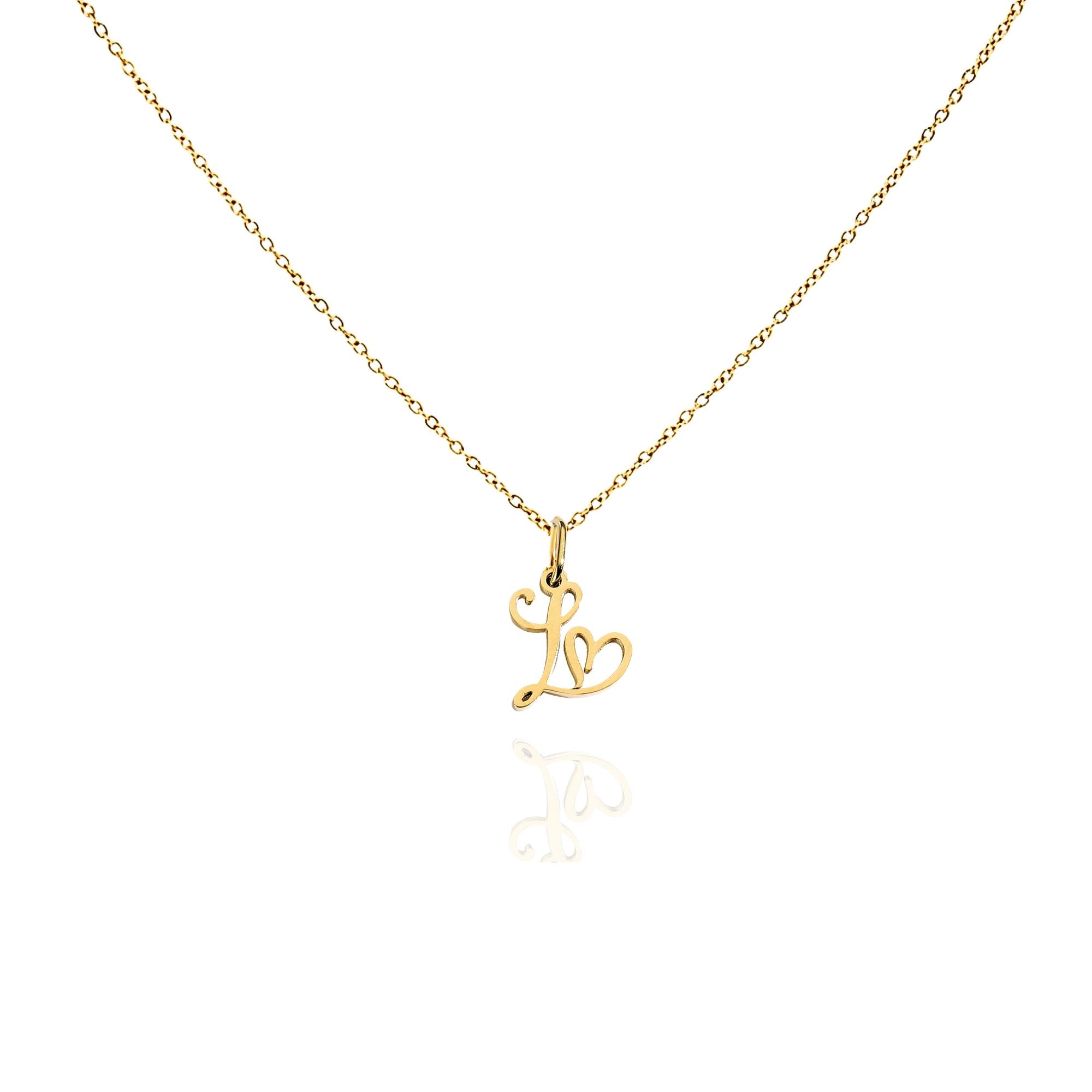 big heart initial necklace