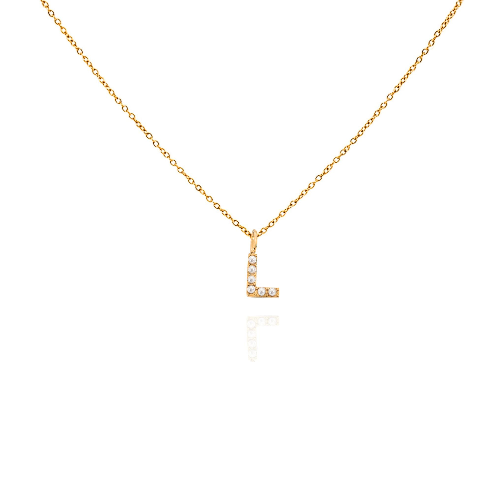 pearl initial necklace