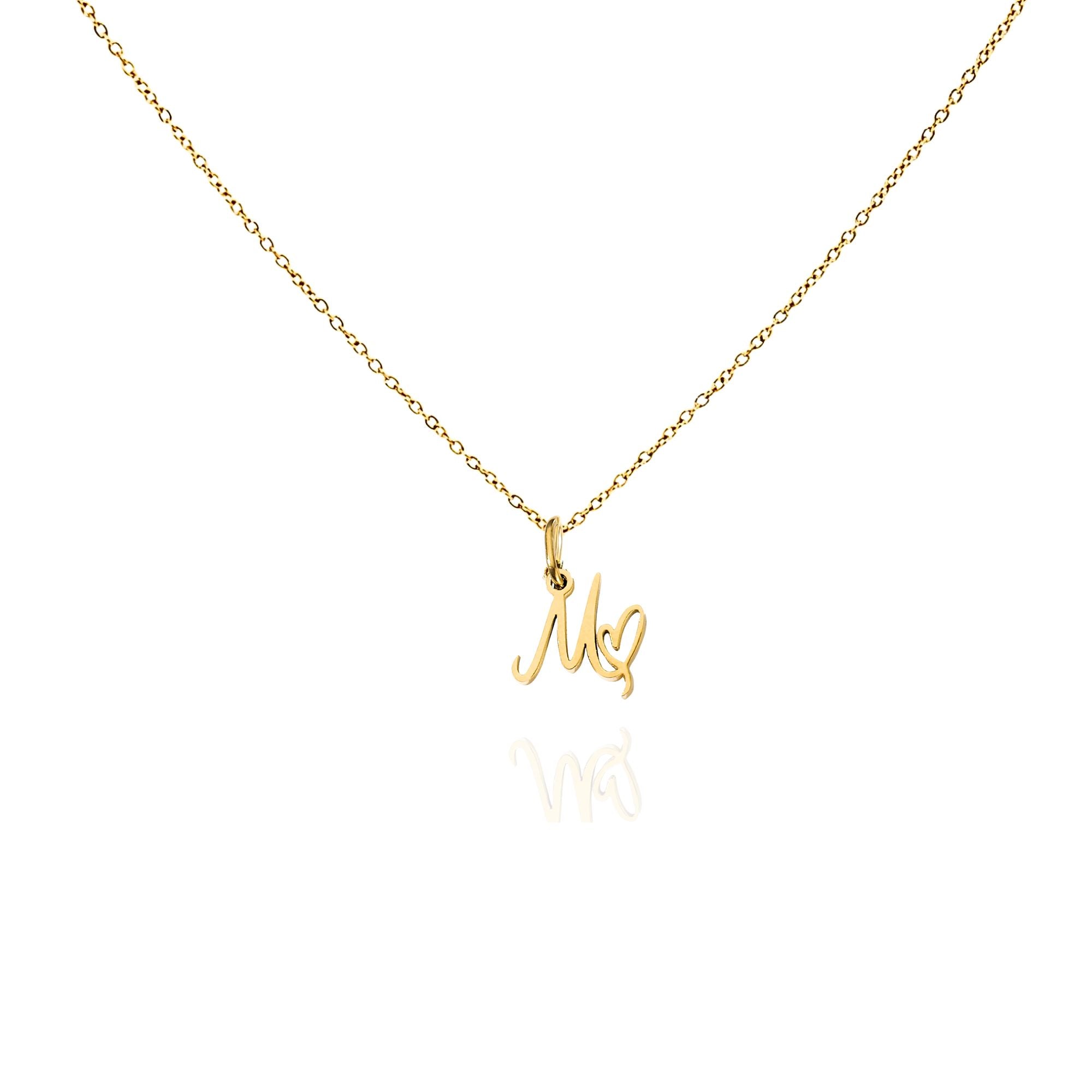 big heart initial necklace