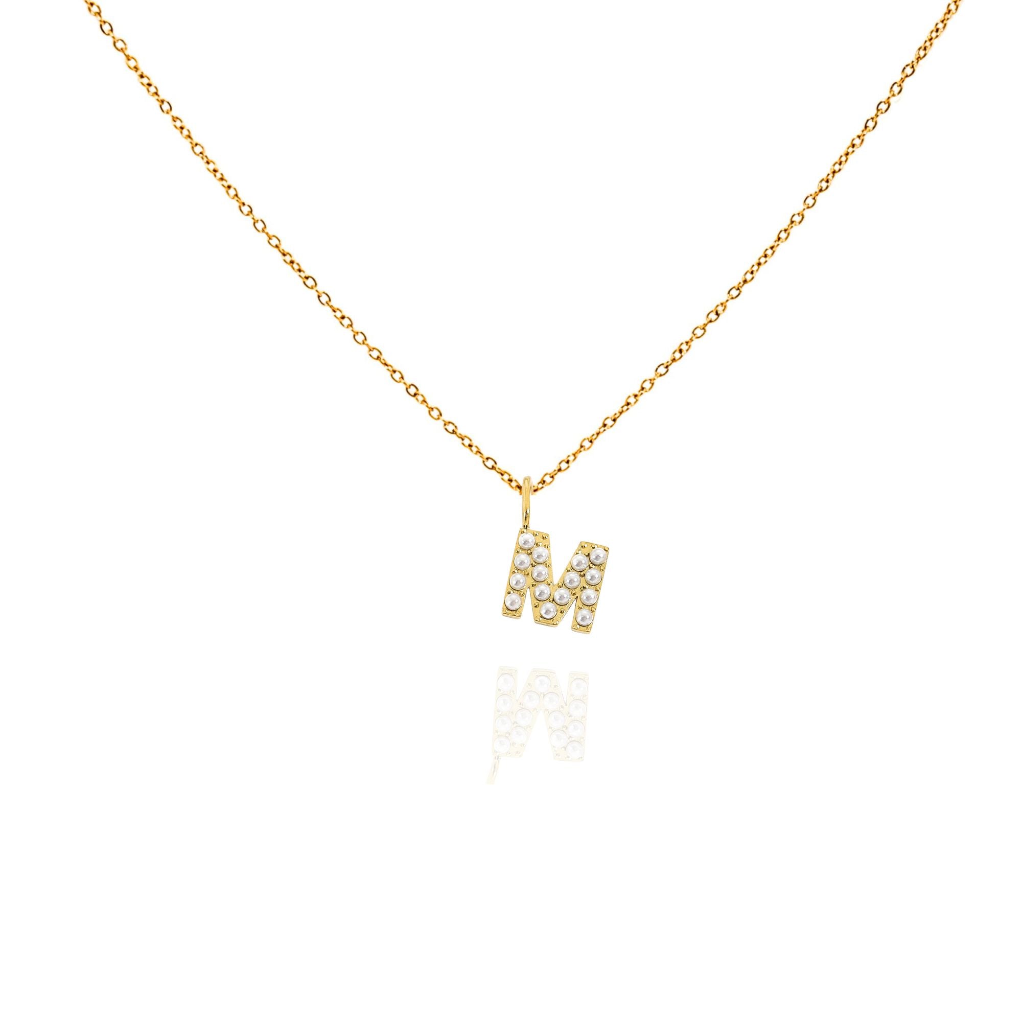 pearl initial necklace