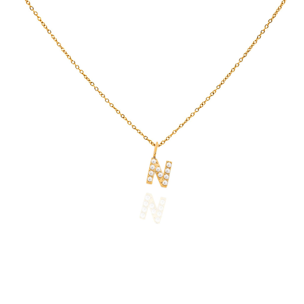 pearl initial necklace