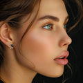 Nina - Black Zirconia 14K Gold Plated Silver (925) Flower Leaf Earrings