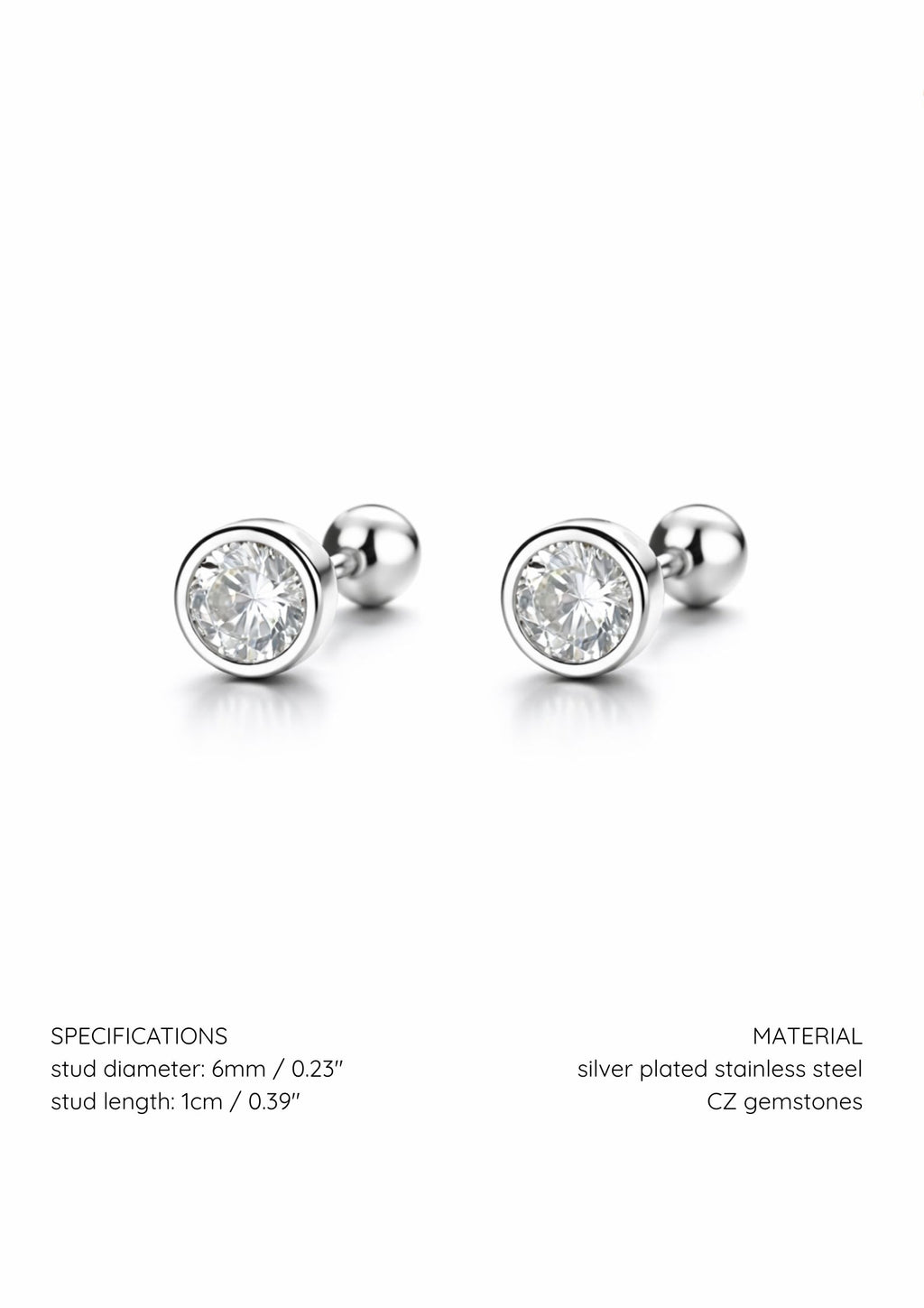 zirconia twisted back stud earring