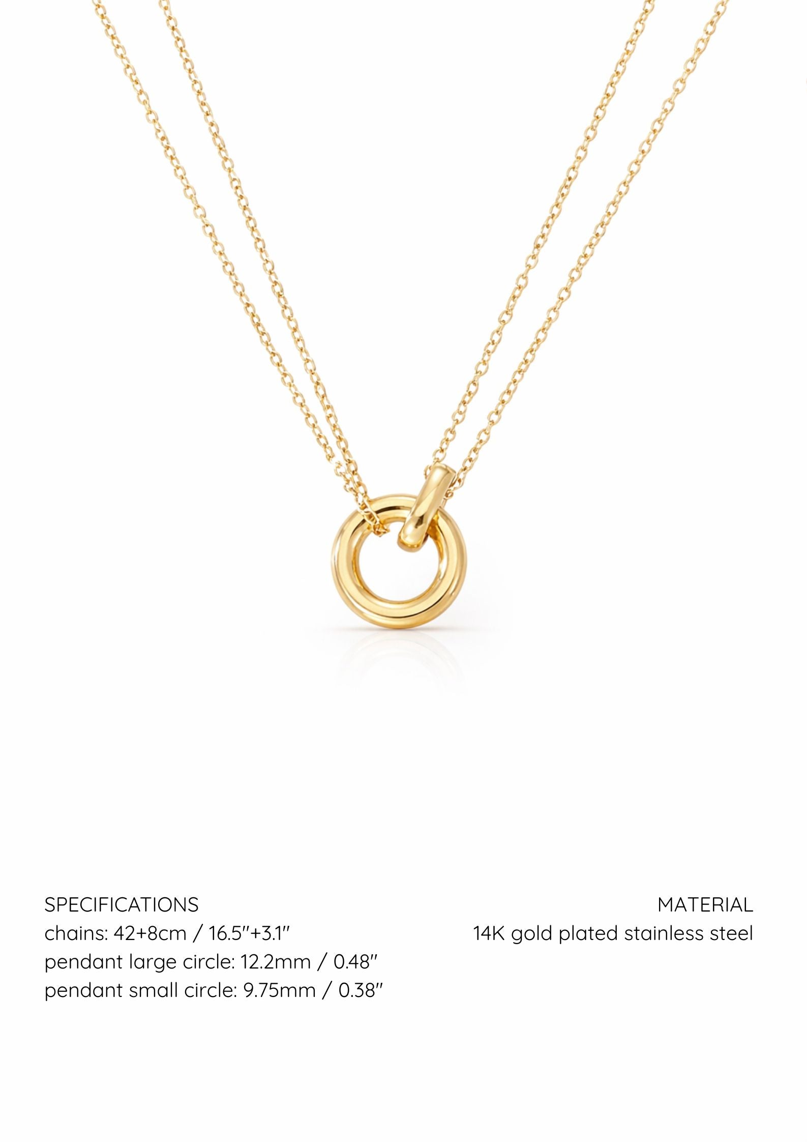 interlocking plain rings necklace