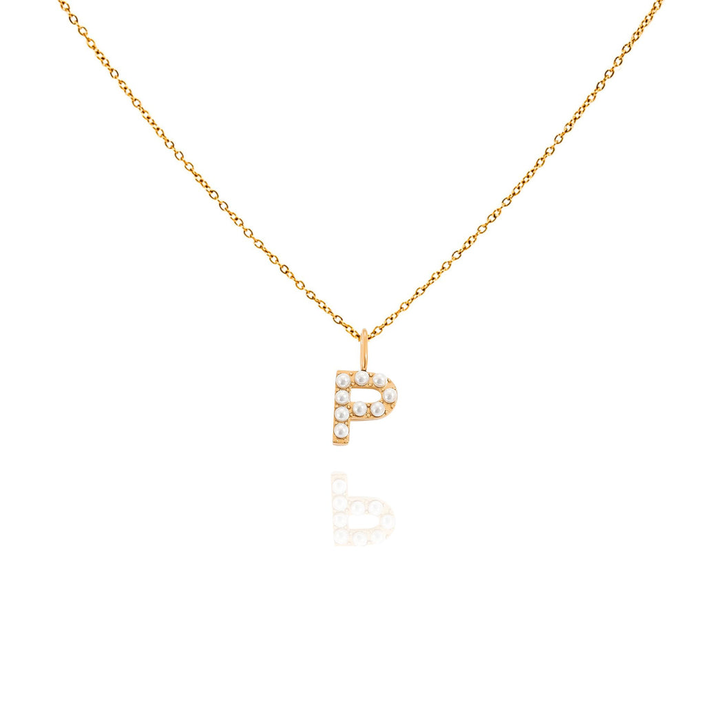 pearl initial necklace
