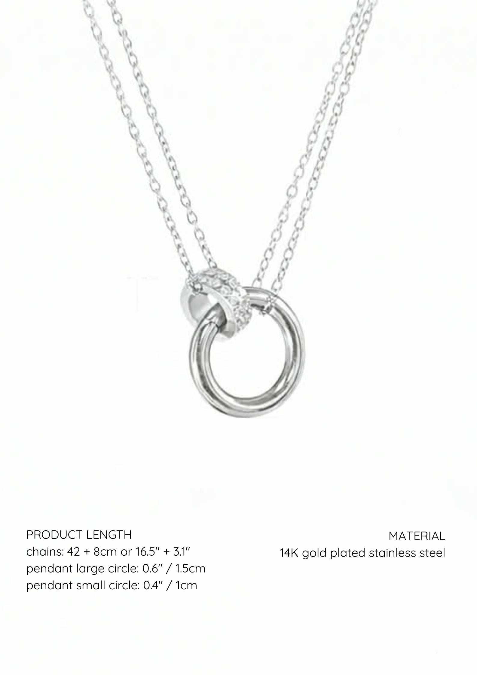 interlocking zircon rings necklace