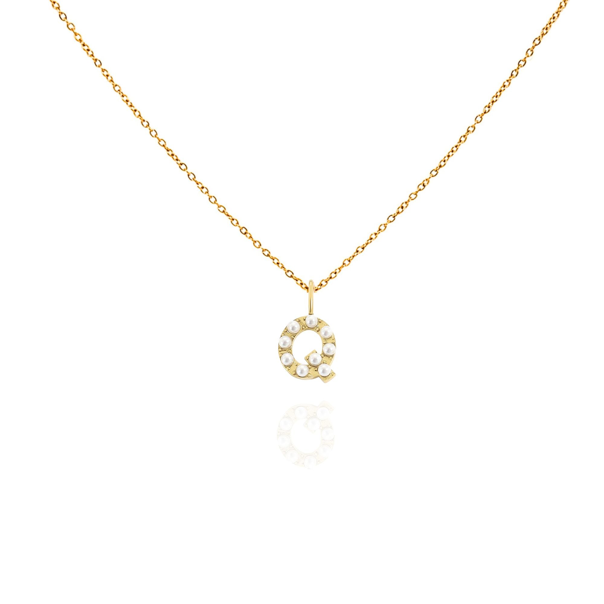 pearl initial necklace