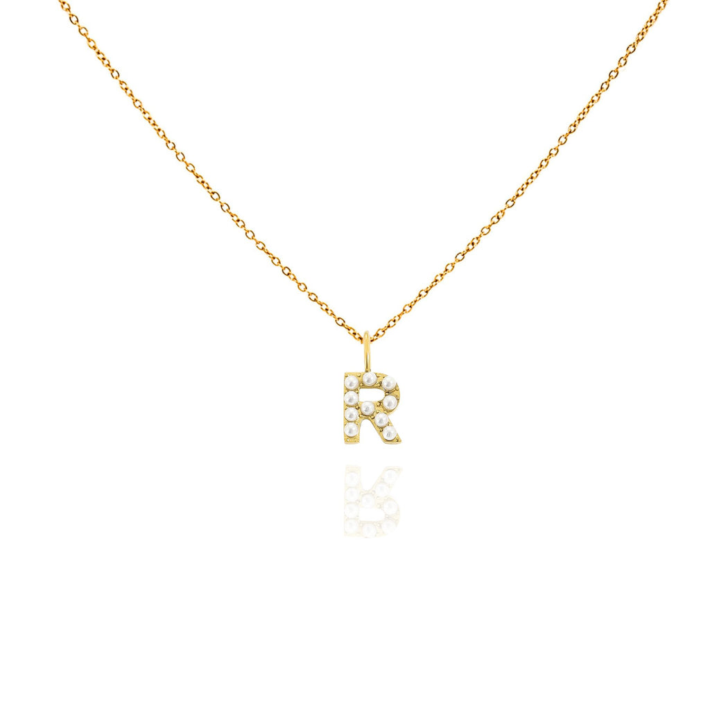 pearl initial necklace