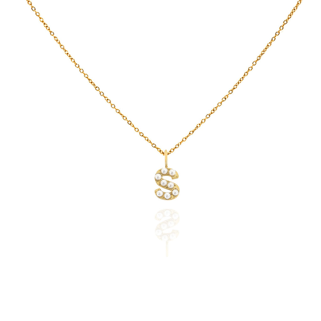 pearl initial necklace