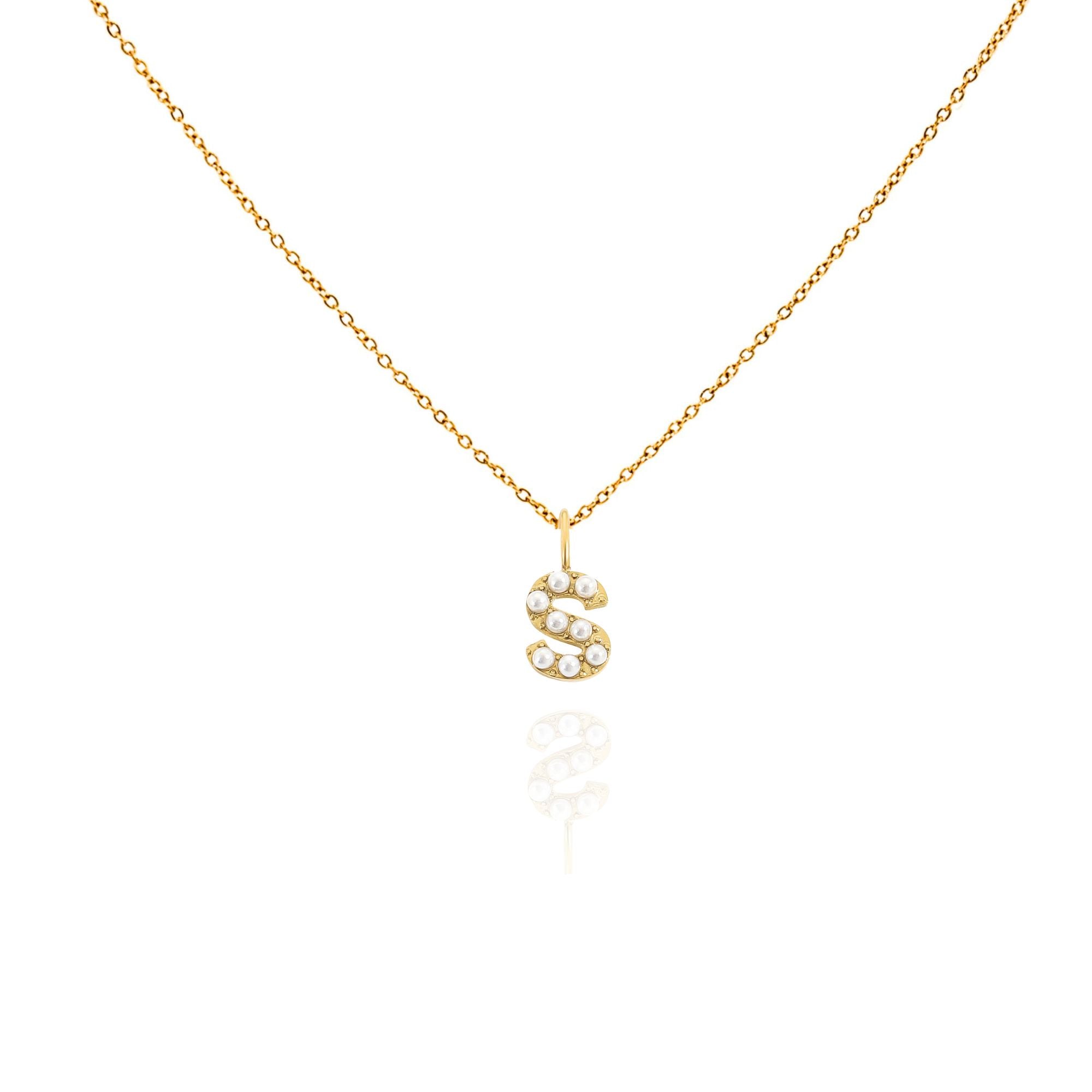 pearl initial necklace