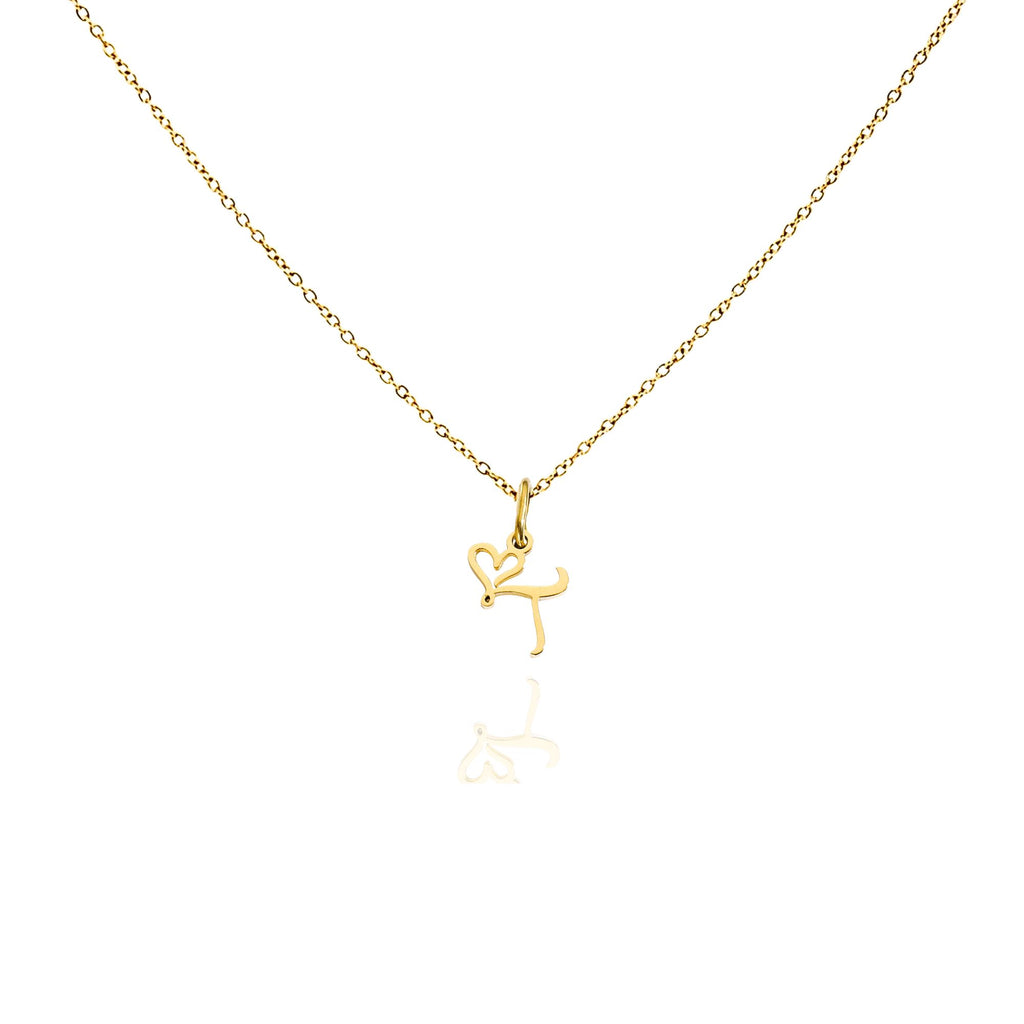 big heart initial necklace