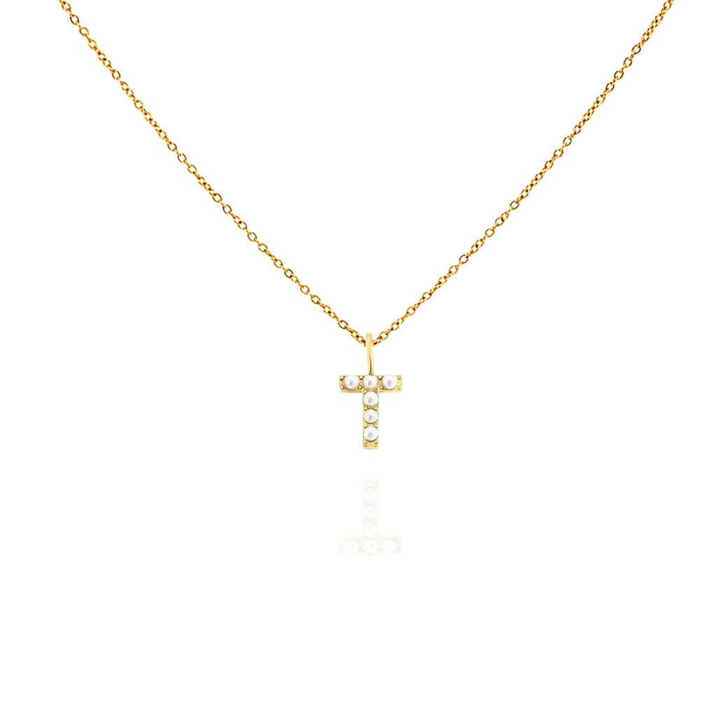 pearl initial necklace