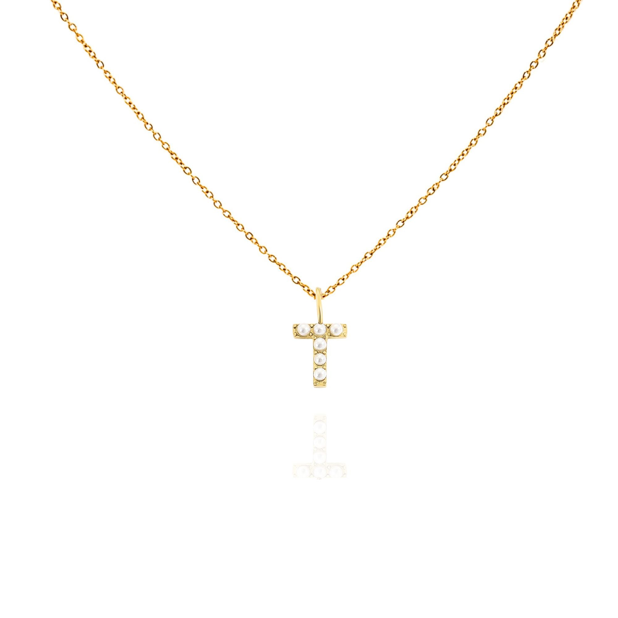 pearl initial necklace