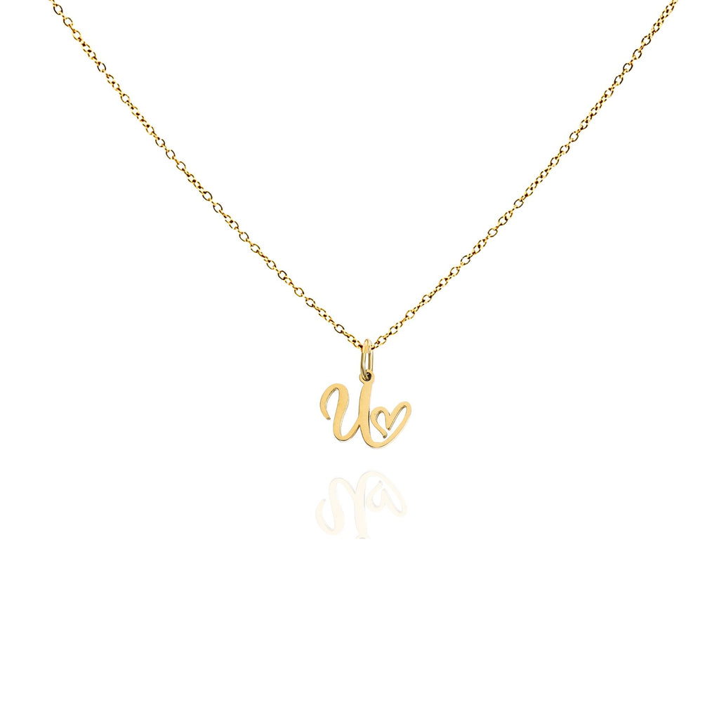 big heart initial necklace