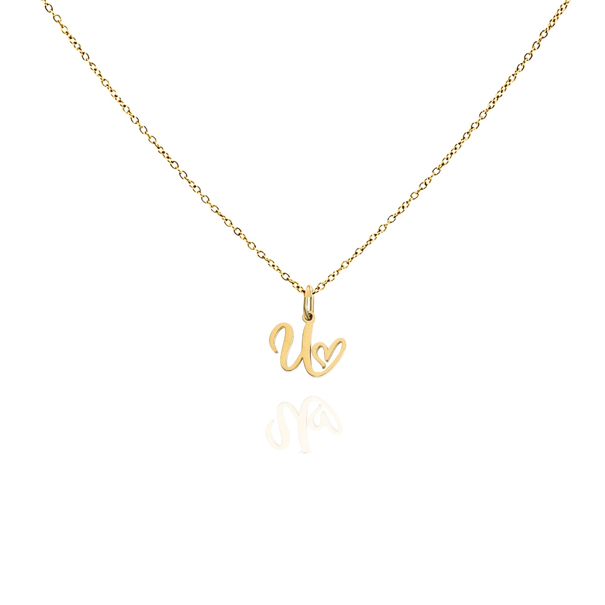 big heart initial necklace