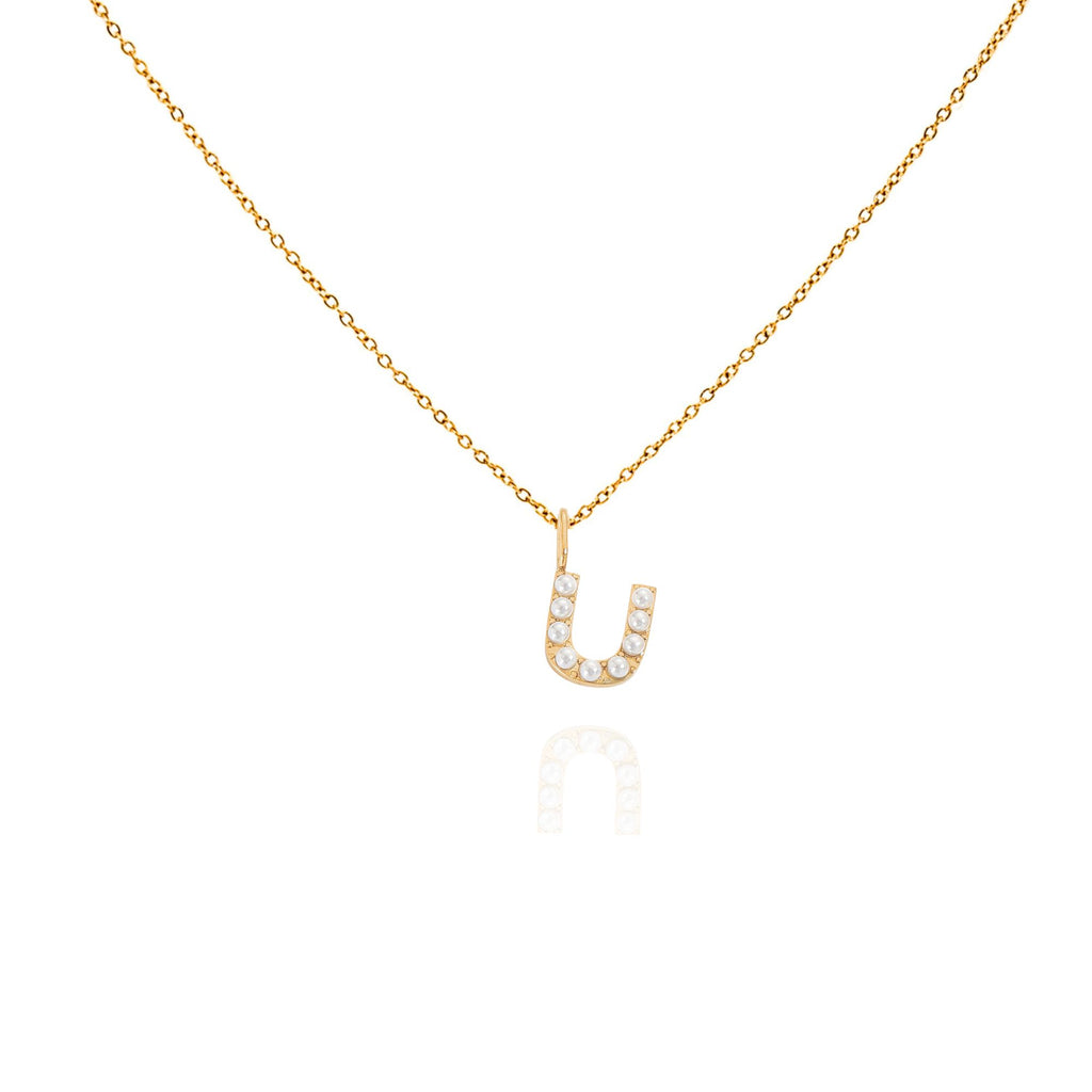 pearl initial necklace