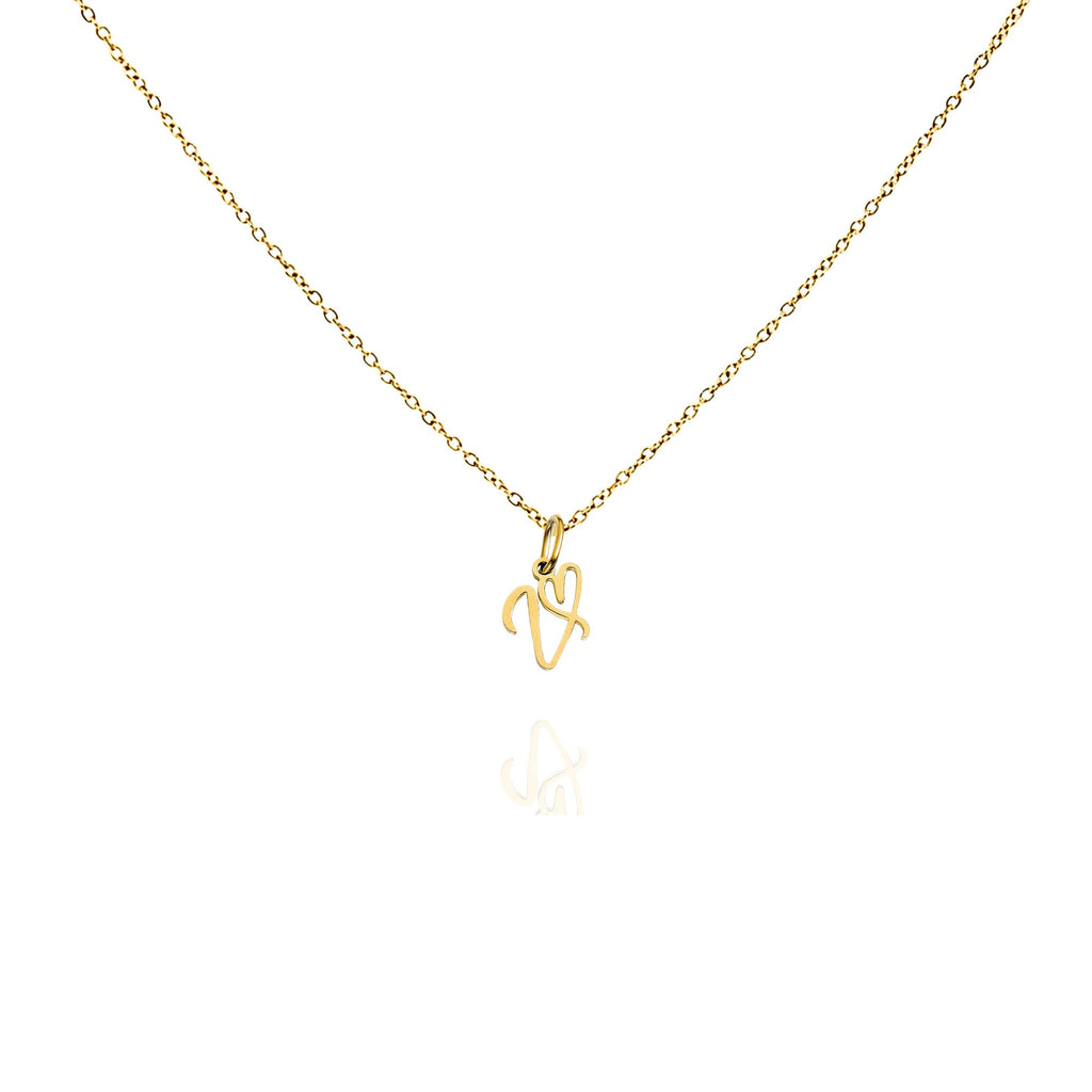 big heart initial necklace