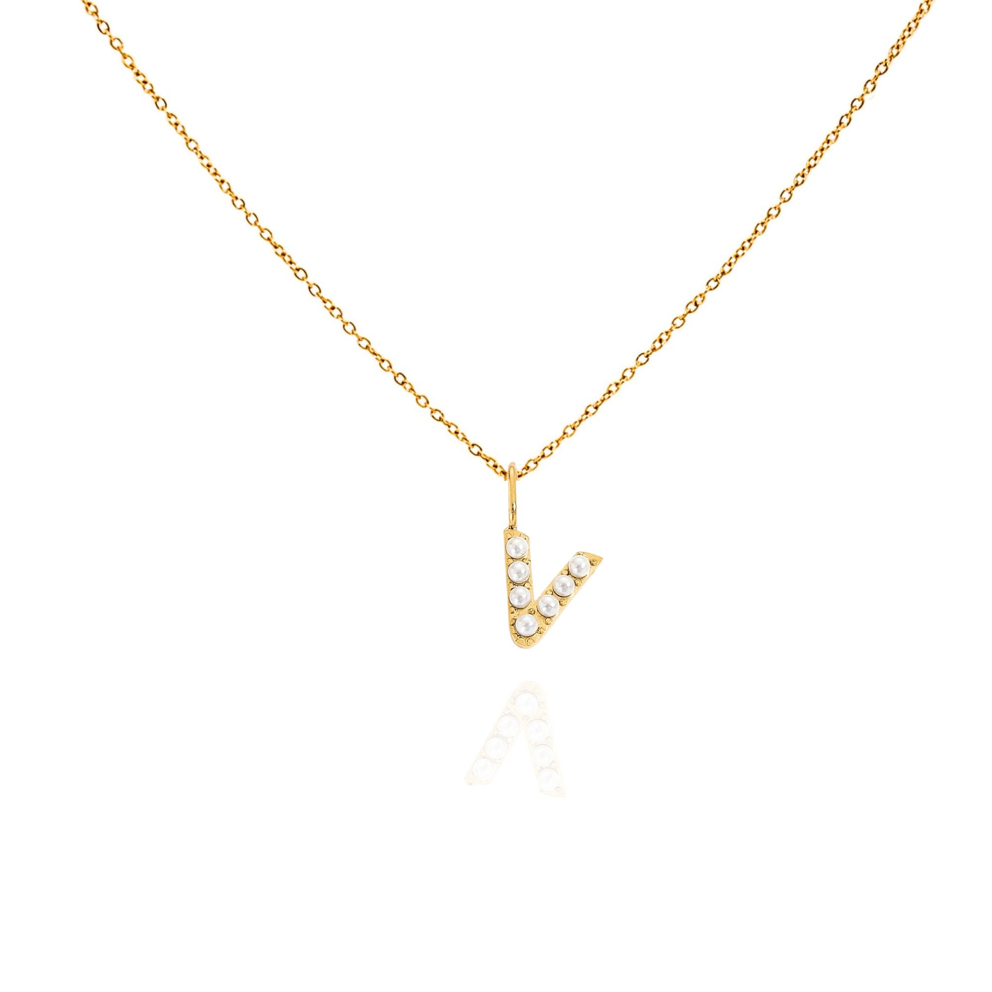 pearl initial necklace