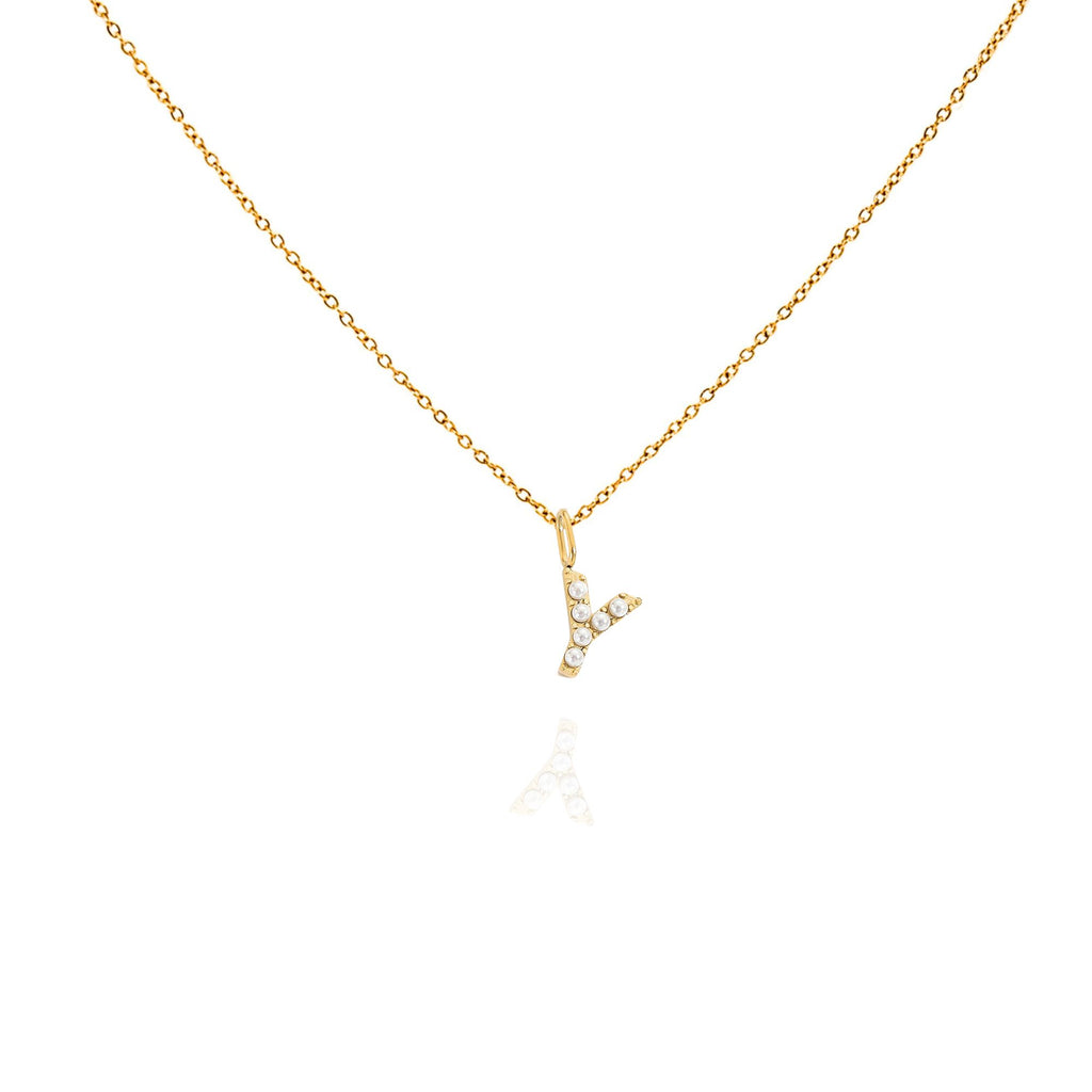 pearl initial necklace