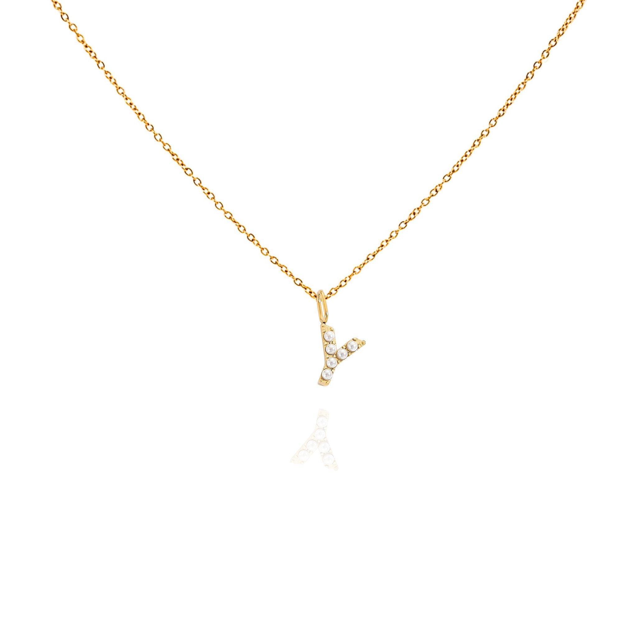 pearl initial necklace
